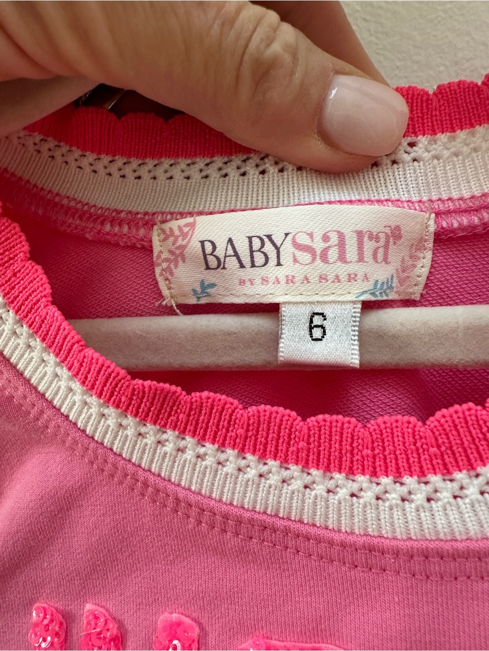 Baby Sara Girls Size 6 Pink Sequin “Just Smile” Dress - Picture 4 of 5